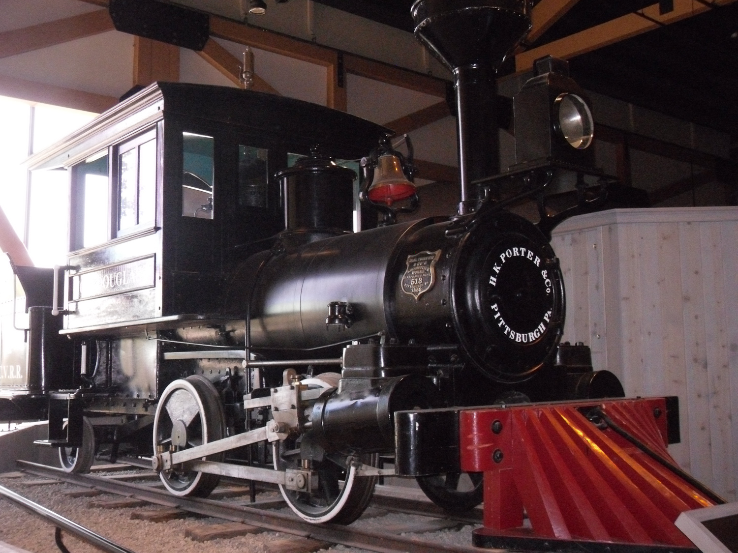 The Joe Douglass narrow gauge engine used for hauling ore from Carson Valley mill sites to Dayton and Sutro.